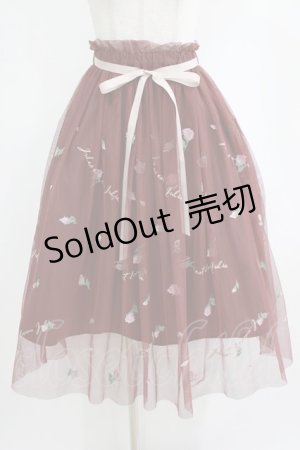 画像: an another angelus / フラワーロゴ刺繍チュールスカート Free Bordeaux H-26-02-14-021-CA-SK-NS-ZH