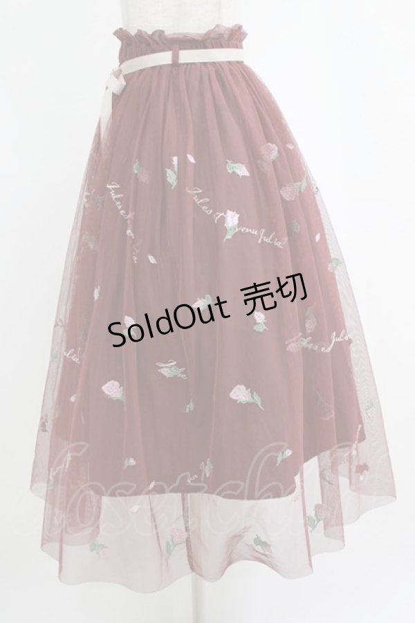 画像2: an another angelus / フラワーロゴ刺繍チュールスカート Free Bordeaux H-26-02-14-021-CA-SK-NS-ZH (2)