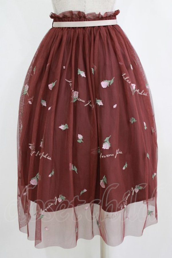 画像3: an another angelus / フラワーロゴ刺繍チュールスカート Free Bordeaux H-26-02-14-021-CA-SK-NS-ZH (3)