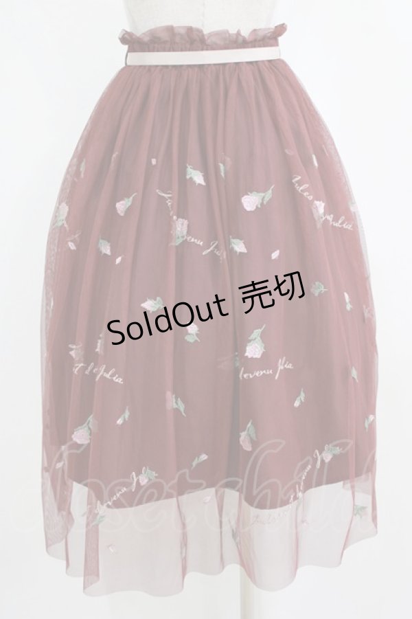 画像3: an another angelus / フラワーロゴ刺繍チュールスカート Free Bordeaux H-26-02-14-021-CA-SK-NS-ZH (3)