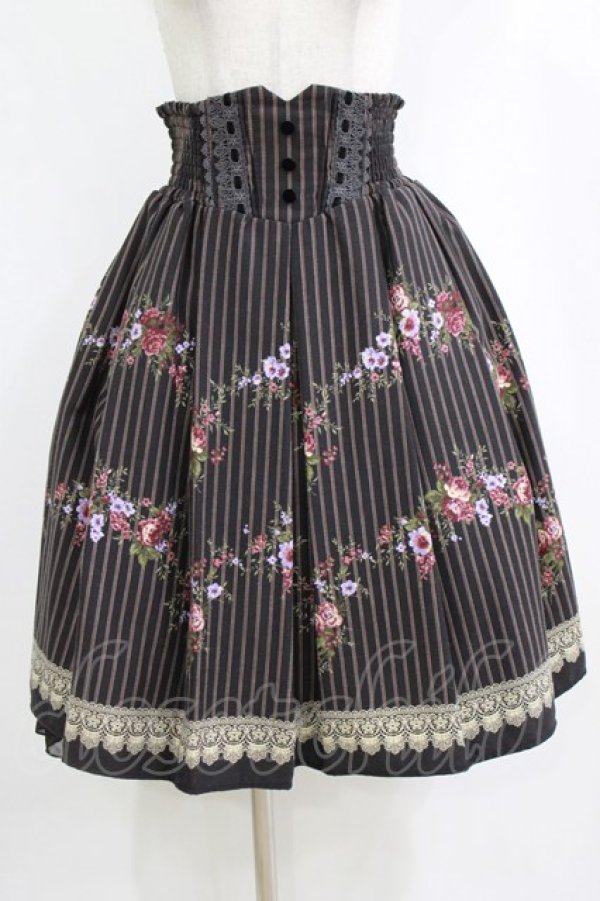 画像1: axes femme / レジメ花柄スカート M ブラック H-26-02-14-022-AX-SK-NS-ZH (1)