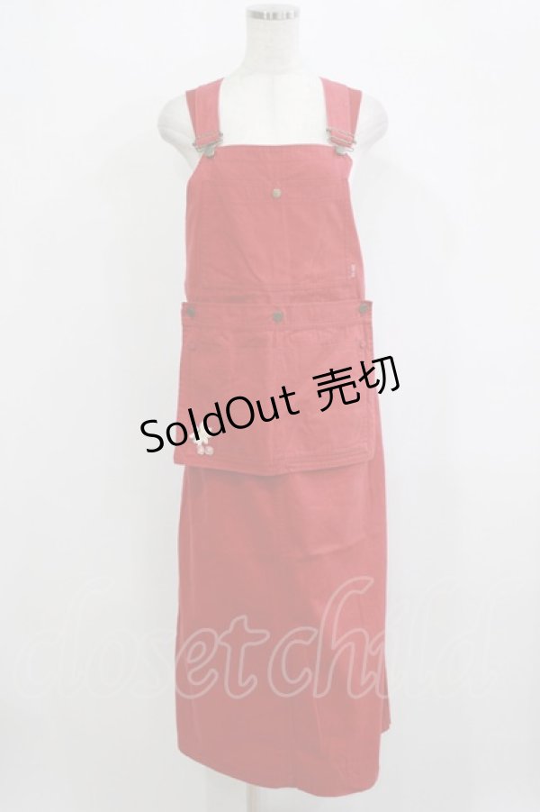 画像1: PINK HOUSE / エプロンジャンパースカート Free レッド H-26-02-15-031-LO-OP-NS-ZH (1)