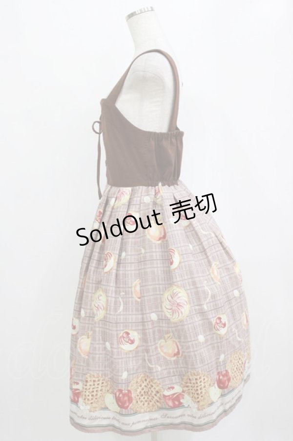 画像2: axes femme POETIQUE / アップルパイレースアップワンピース M ブラウン H-26-02-15-003-AX-OP-NS-ZH (2)