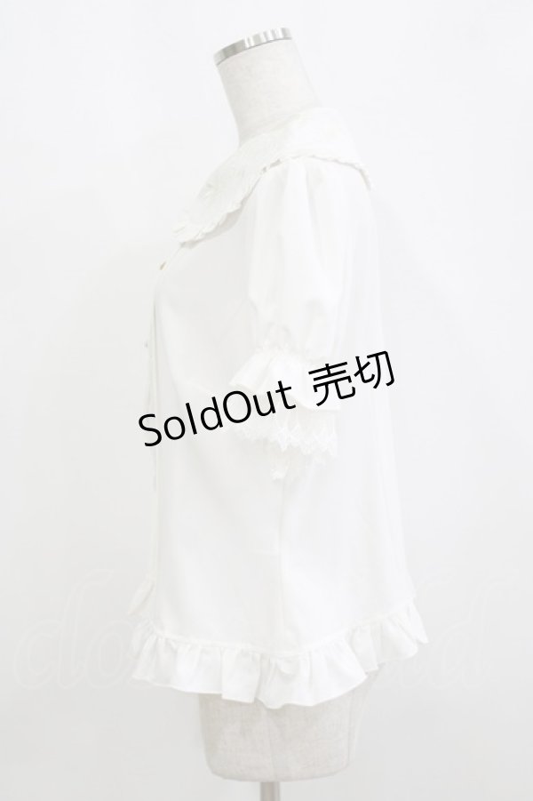 画像2: Lolitime（海外ロリータブランド） / 刺繍衿ブラウス XL オフ H-26-02-15-044-GO-BL-NS-ZH (2)