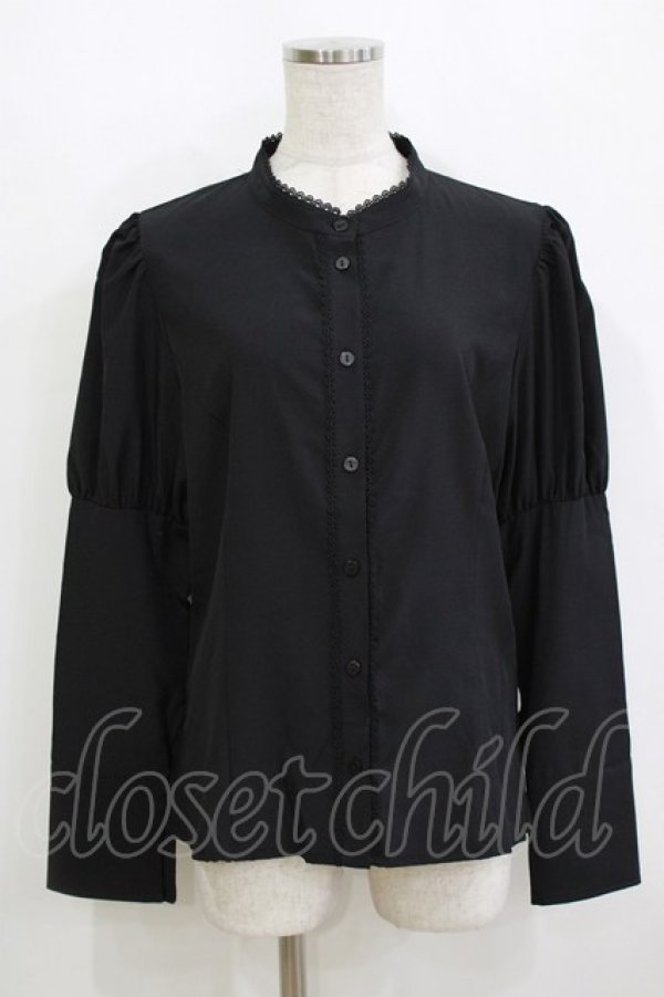 画像1: Kurumi Collaboration / KRデシンジゴスリブラウス LL ブラック H-26-02-15-046-GO-BL-NS-ZH (1)