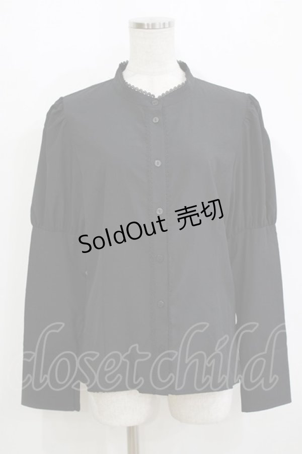 画像1: Kurumi Collaboration / KRデシンジゴスリブラウス LL ブラック H-26-02-15-046-GO-BL-NS-ZH (1)