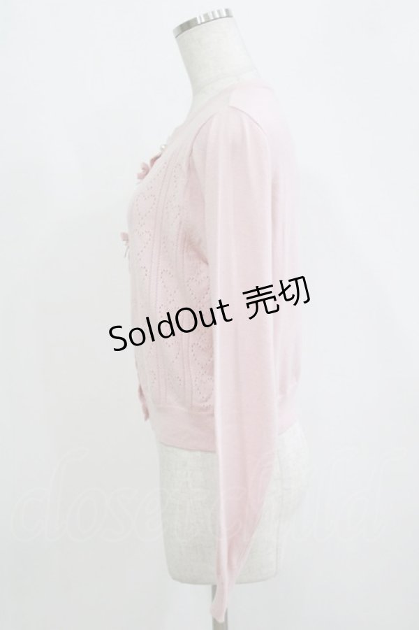 画像2: m petit by misako / AM*ハート透かしニットカーディガン L ピンク H-26-02-15-048-LO-TO-NS-ZH (2)