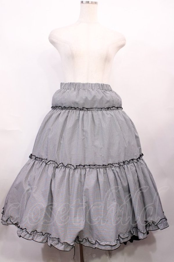 画像1: m petit by misako / NINA'S RVパニエスカート L ブラック/ブラックギンガムリバーシブル H-26-02-15-1006-LO-SK-NS-ZH (1)
