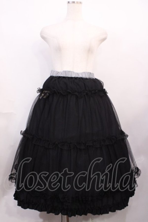画像3: m petit by misako / NINA'S RVパニエスカート L ブラック/ブラックギンガムリバーシブル H-26-02-15-1006-LO-SK-NS-ZH (3)