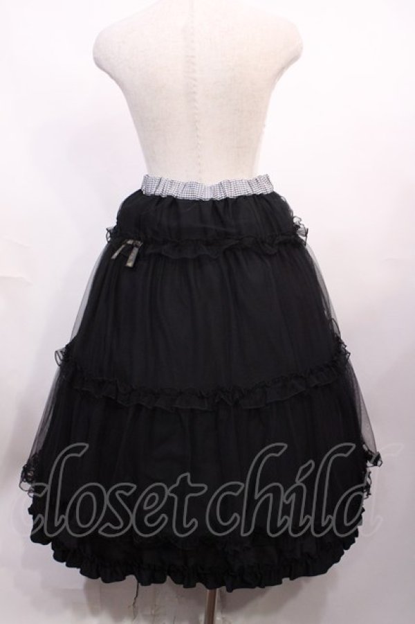 画像4: m petit by misako / NINA'S RVパニエスカート L ブラック/ブラックギンガムリバーシブル H-26-02-15-1006-LO-SK-NS-ZH (4)