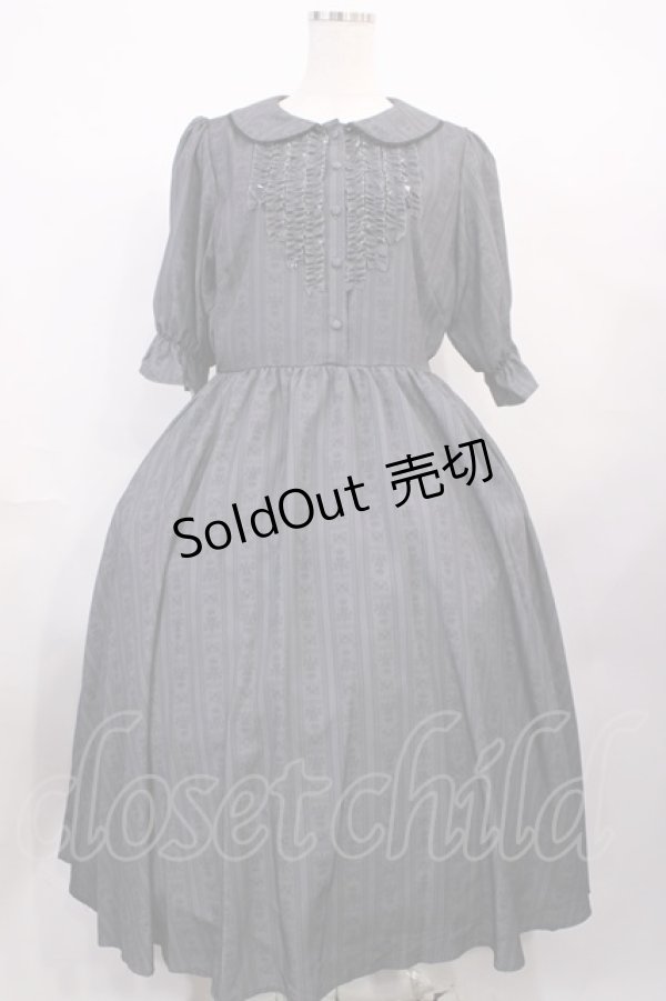 画像1: m petit by misako / MSKストライプフレアワンピース L グレー H-26-02-15-1002-LO-OP-NS-ZH (1)