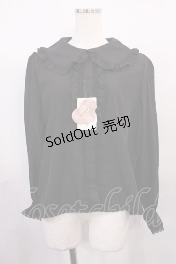 画像1: m petit by misako / AM マルエリフリルブラウス L ブラック H-26-02-15-1011-LO-BL-NS-ZH (1)