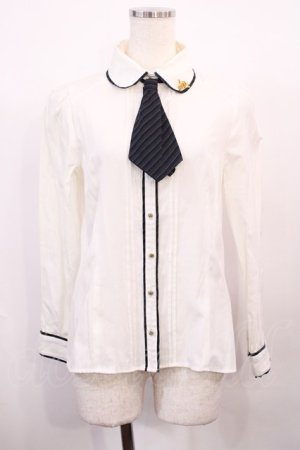 画像: Amavel / ホルン付ストライプリボンタイブラウス Free オフ/グリーン H-26-02-15-1012-CA-BL-NS-ZH