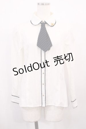 画像: Amavel / ホルン付ストライプリボンタイブラウス Free オフ/グリーン H-26-02-15-1012-CA-BL-NS-ZH