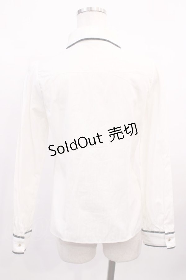 画像2: Amavel / ホルン付ストライプリボンタイブラウス Free オフ/グリーン H-26-02-15-1012-CA-BL-NS-ZH (2)