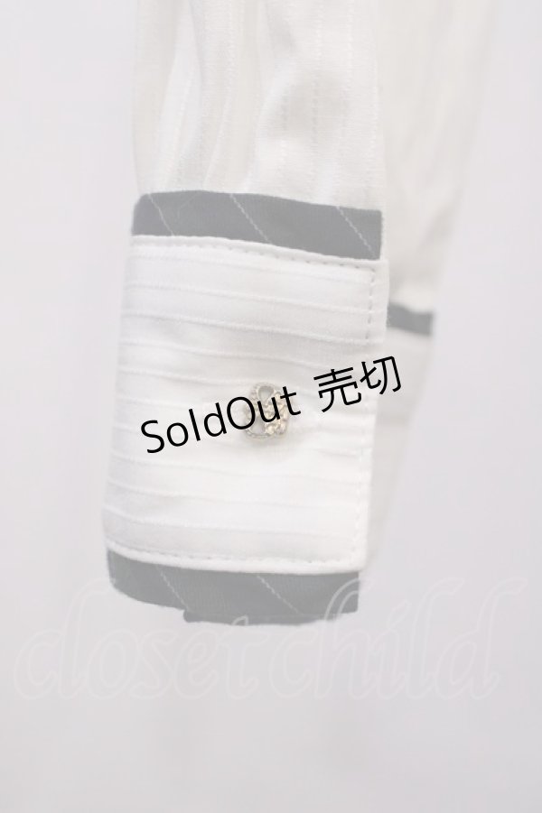 画像3: Amavel / ホルン付ストライプリボンタイブラウス Free オフ/グリーン H-26-02-15-1012-CA-BL-NS-ZH (3)