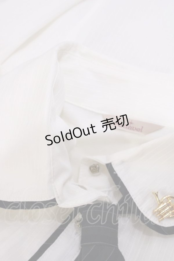 画像4: Amavel / ホルン付ストライプリボンタイブラウス Free オフ/グリーン H-26-02-15-1012-CA-BL-NS-ZH (4)