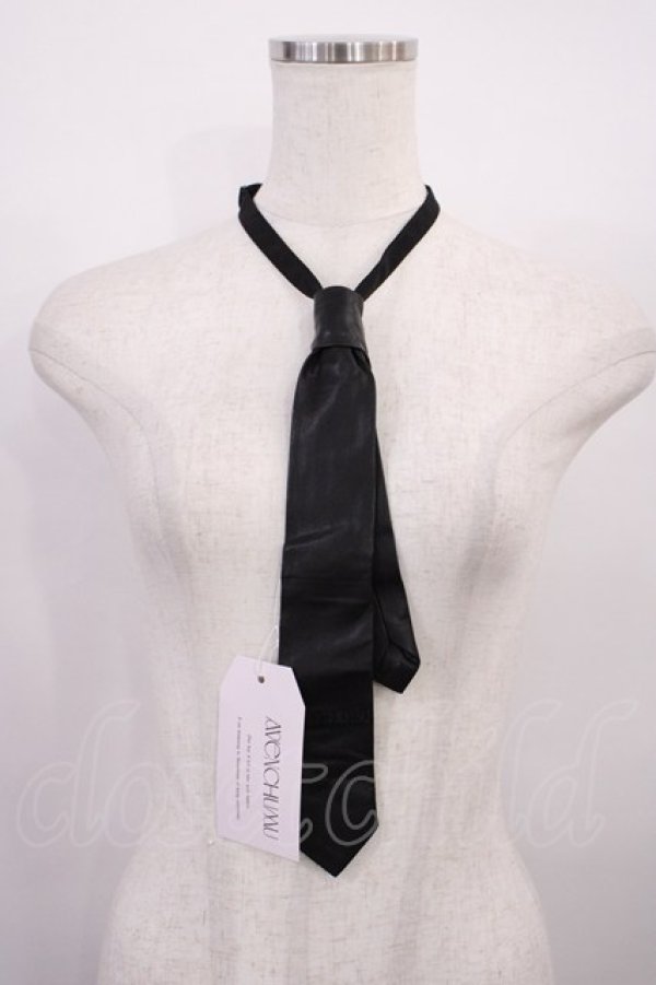 画像1: AVENCHUMU / leather necktie  ブラック H-26-02-15-1018-LO-ZA-NS-ZH (1)