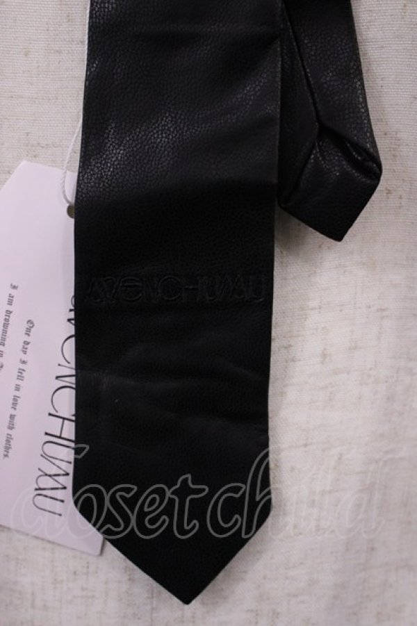 画像2: AVENCHUMU / leather necktie  ブラック H-26-02-15-1018-LO-ZA-NS-ZH (2)