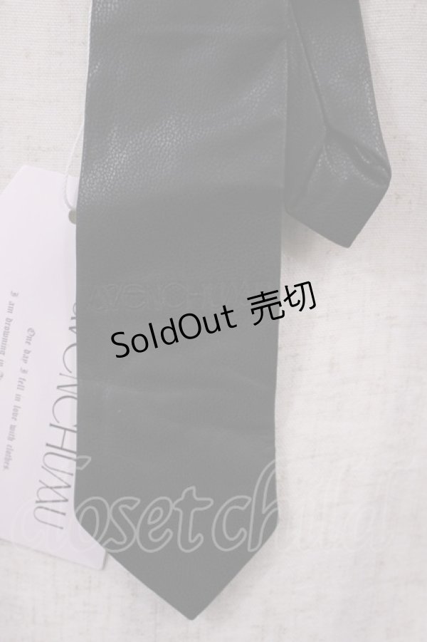 画像2: AVENCHUMU / leather necktie  ブラック H-26-02-15-1018-LO-ZA-NS-ZH (2)
