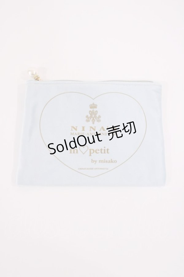 画像1: m petit by misako / AM*コウチャツキベロアポーチ（紅茶無し）  サックス H-26-02-15-1029-LO-ZA-NS-ZH (1)