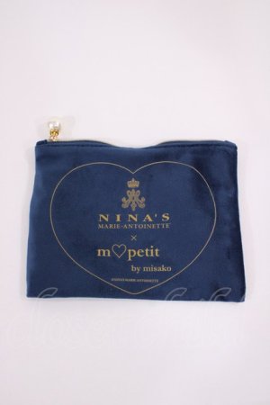 画像: m petit by misako / AM*コウチャツキベロアポーチ（紅茶無し）  ネイビー H-26-02-15-1030-LO-ZA-NS-ZH