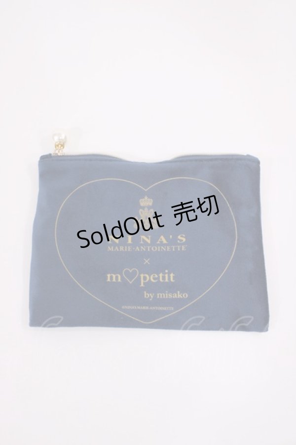 画像1: m petit by misako / AM*コウチャツキベロアポーチ（紅茶無し）  ネイビー H-26-02-15-1030-LO-ZA-NS-ZH (1)