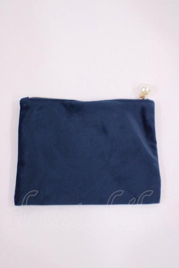 画像2: m petit by misako / AM*コウチャツキベロアポーチ（紅茶無し）  ネイビー H-26-02-15-1030-LO-ZA-NS-ZH (2)