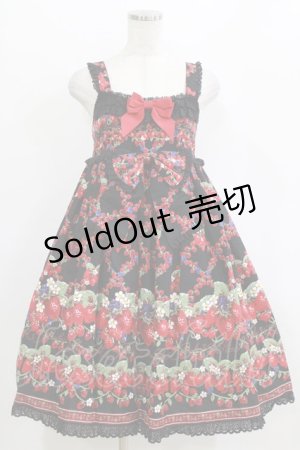 画像: BABY,THE STARS SHINE BRIGHT / Strawberry Garden柄ジャンパースカートII Free ブラック H-26-02-15-005-BA-OP-NS-ZH