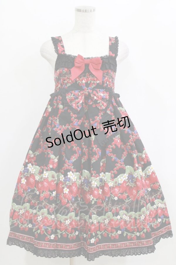 画像1: BABY,THE STARS SHINE BRIGHT / Strawberry Garden柄ジャンパースカートII Free ブラック H-26-02-15-005-BA-OP-NS-ZH (1)