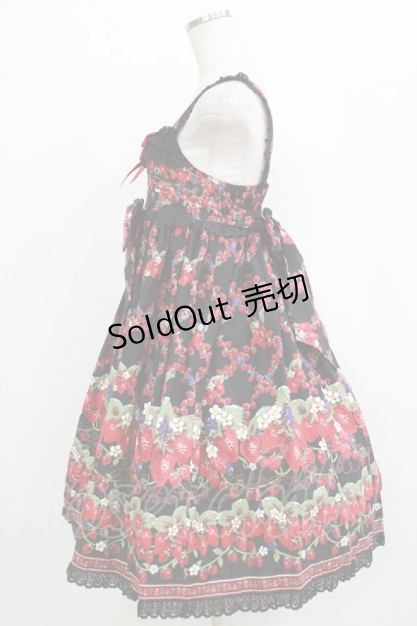 画像2: BABY,THE STARS SHINE BRIGHT / Strawberry Garden柄ジャンパースカートII Free ブラック H-26-02-15-005-BA-OP-NS-ZH (2)