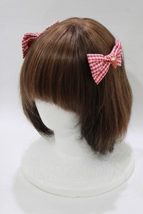 画像1: m petit by misako / AM2Pイチゴリボンクリップ  レッド H-26-02-15-063-0-AC-NS-ZH (1)