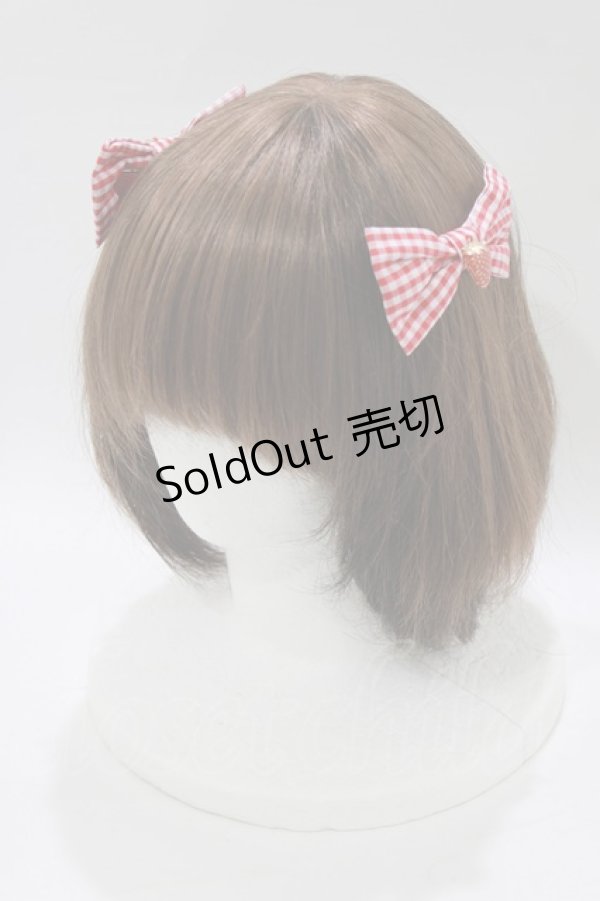 画像1: m petit by misako / AM2Pイチゴリボンクリップ  レッド H-26-02-15-063-0-AC-NS-ZH (1)