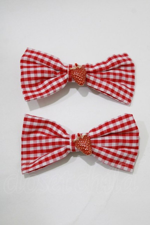 画像2: m petit by misako / AM2Pイチゴリボンクリップ  レッド H-26-02-15-063-0-AC-NS-ZH (2)