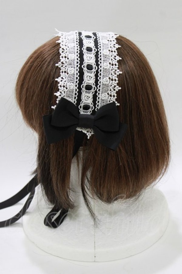 画像2: ALICE and the PIRATES / アミィヘッドドレス  ブラック/オフ白 H-26-02-15-067-PA-AC-NS-ZH (2)