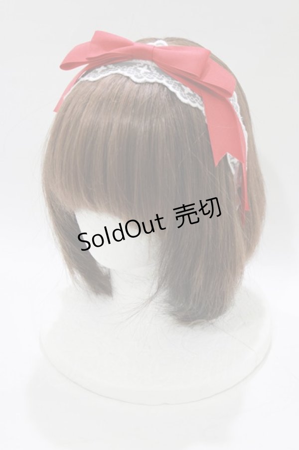 画像1: axes femme kawaii / レースリボンカチューシャ  レッド H-26-02-15-077-AX-AC-NS-ZH (1)
