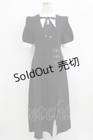 画像: EATME / ベルテッドバイカラーワンピース M ブラック H-26-02-15-010-LO-OP-NS-ZH