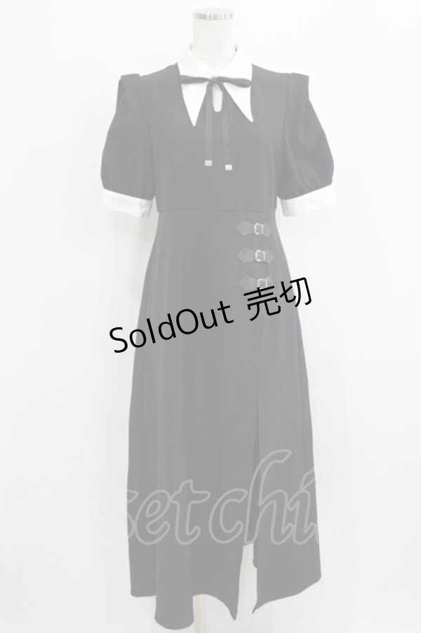 画像1: EATME / ベルテッドバイカラーワンピース M ブラック H-26-02-15-010-LO-OP-NS-ZH (1)