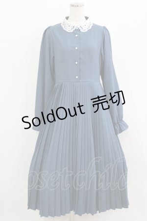 画像: m petit by misako / AM*レースエリプリーツワンピース L ブルー H-26-02-15-011-LO-OP-NS-ZH