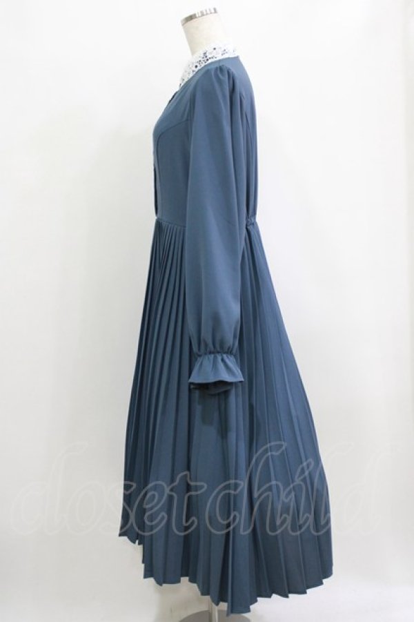 画像2: m petit by misako / AM*レースエリプリーツワンピース L ブルー H-26-02-15-011-LO-OP-NS-ZH (2)