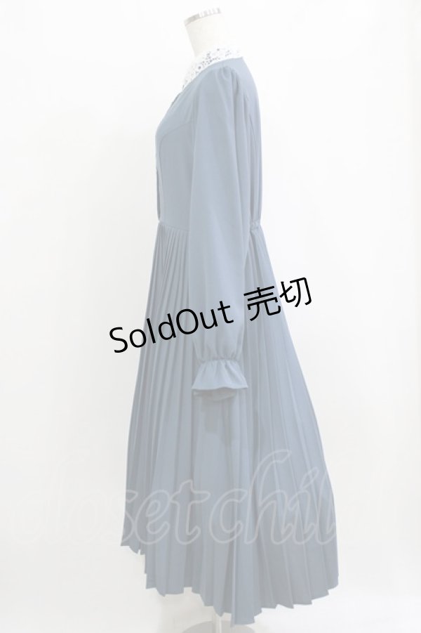 画像2: m petit by misako / AM*レースエリプリーツワンピース L ブルー H-26-02-15-011-LO-OP-NS-ZH (2)