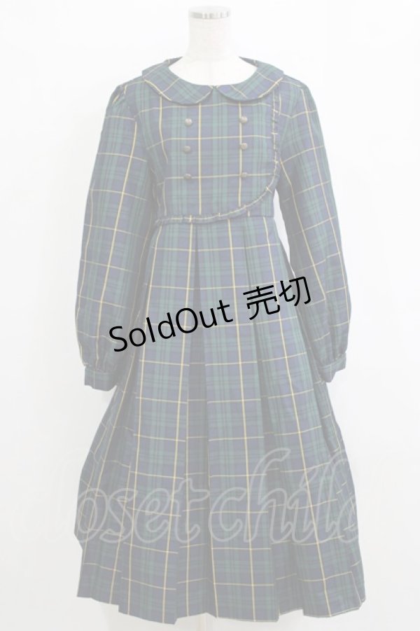 画像1: FLC / MINA*タータンチェックワンピース L グリーン H-26-02-15-012-LO-OP-NS-ZH (1)