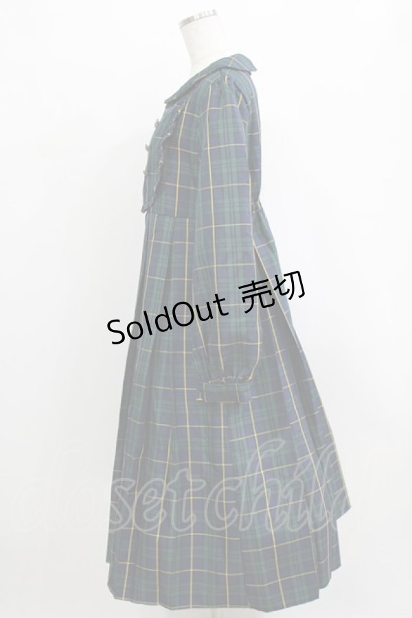 画像2: FLC / MINA*タータンチェックワンピース L グリーン H-26-02-15-012-LO-OP-NS-ZH (2)