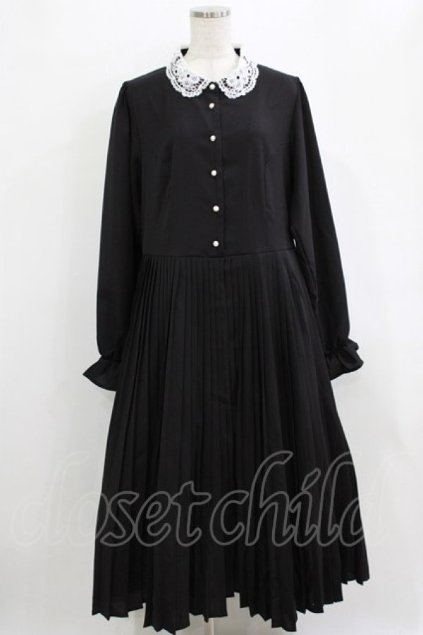 画像1: m petit by misako / AM*レースエリプリーツワンピース 3L ブラック H-26-02-15-013-LO-OP-NS-ZH (1)