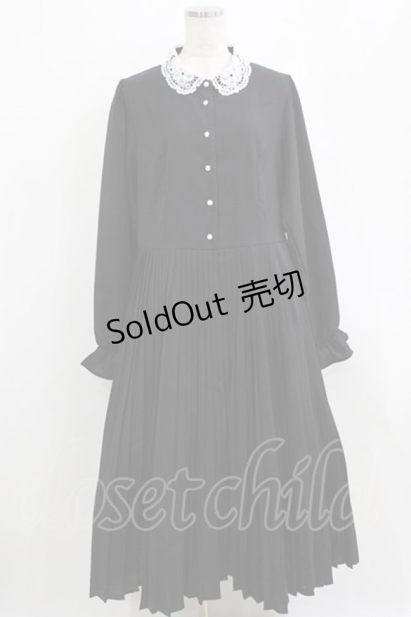 画像1: m petit by misako / AM*レースエリプリーツワンピース 3L ブラック H-26-02-15-013-LO-OP-NS-ZH (1)