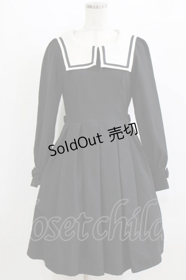 画像1: Innocent World White / スクエアーカラーワンピース M/92cm丈 ブラック H-26-02-15-023-IW-OP-NS-ZH (1)