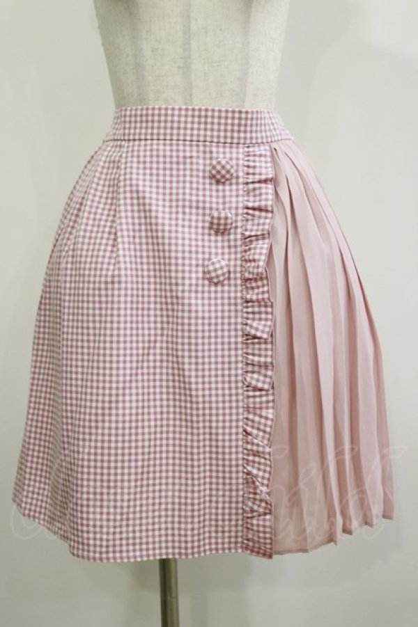 画像1: axes femme kawaii / チェック柄切り替えスカート M ピンク H-26-02-16-035-AX-SK-NS-ZH (1)