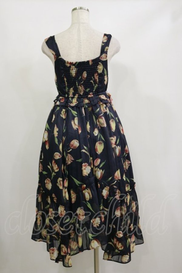 画像2: axes femme / チューリップ柄イレヘムワンピース M ネイビー H-26-02-16-045-AX-OP-NS-ZH (2)