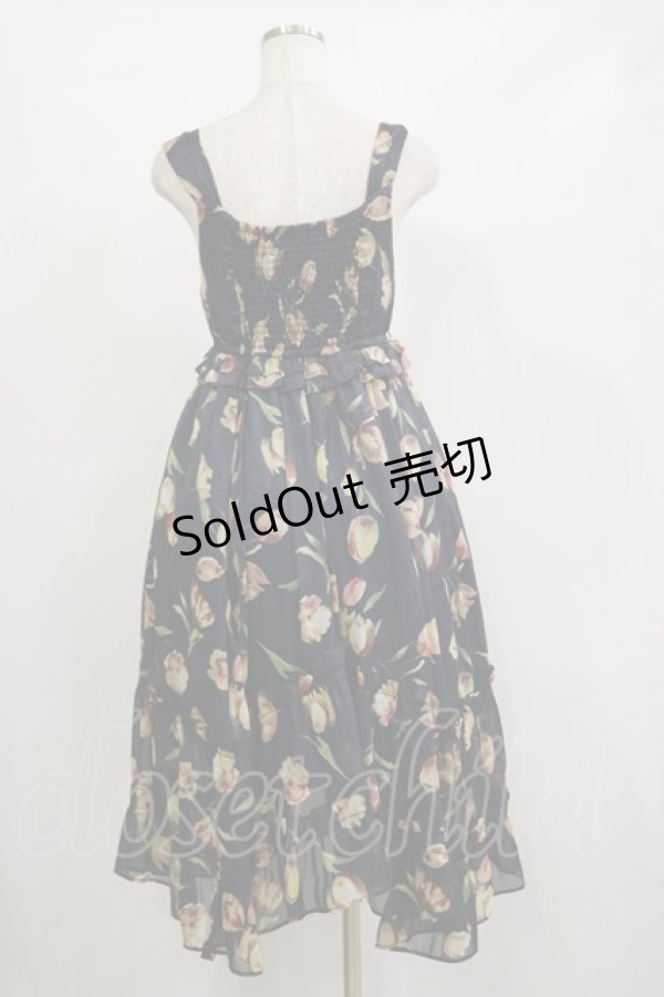 画像2: axes femme / チューリップ柄イレヘムワンピース M ネイビー H-26-02-16-045-AX-OP-NS-ZH (2)