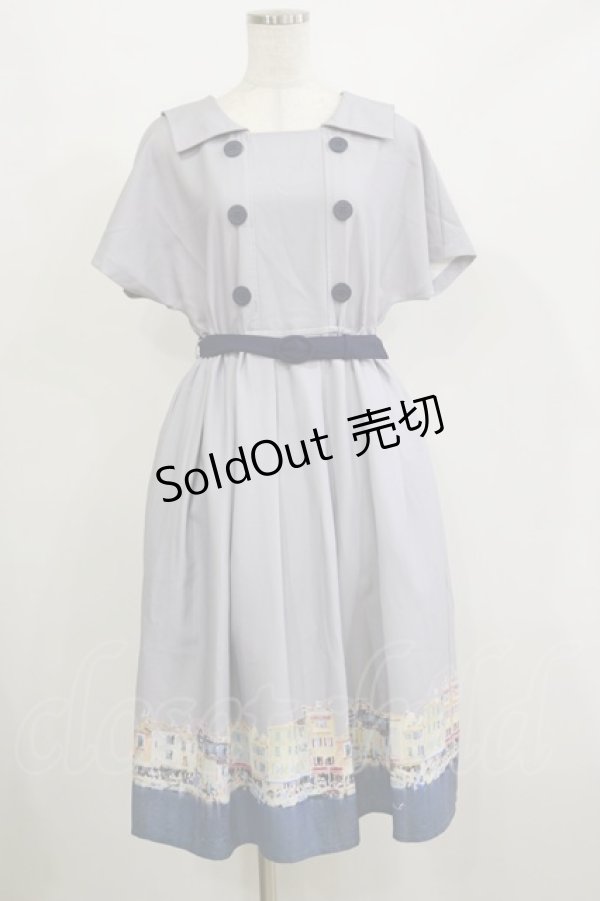 画像1: Fi.n.t / マリン釦マルセイユプリントワンピース Free GRAY H-26-02-16-046-CA-OP-NS-ZH (1)